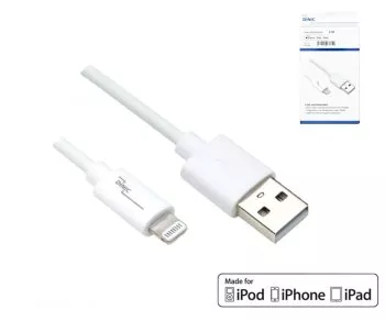 USB A to Lightning cable 2m, white, DINIC Box